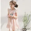 Robes d'été en coton pour filles, tenue blanche sans manches, élégante, fête d'anniversaire, vêtements pour enfants, en mousseline de soie, ample, à volants, M0328