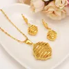 Fashion Necklace Earring Set Women Party Gift 18 k Fine G F Gold Leaf Pendant 36 31 mm Jewelry Sets175L