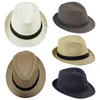 Berets Men Kids Jazz Hat Old Man Cap Krótki Brim Solidny kolor Cuban Panama Słońce oddychane Fedora Summer Słomka