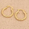 Boucles d'oreilles créoles Vintage en métal, motif gravé à la main, classique pour femmes, crochet plaqué or, Drop252B