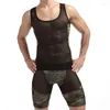 Men's Sleepwear Mens Camouflage Printed Tank Shorts Set Bodybuilding Vest Male Sleeveless Fitness Muscle Tops Pajama Sets