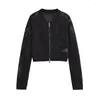 Giacche da donna KEYANKETIAN Street Style Gotico Autunno Filo spesso Bomber con cerniera cava all'uncinetto Maglia corta allentata Nera