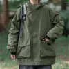 سترات الرجال الجيوب الكبيرة استراحة الرياح مع هوديي Outerdoor Army Green Man