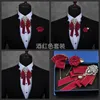 Neck Ties Men Business Necktie Wedding Party Chic Alloy Brooch Rhinestone Bow Tie Set Women Striped Pins Handkerchief Pocket Square Bowtie 231013