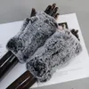 Five Fingers Gloves Arrival Women Knit Fur Mitten Girls 100% Real Genuine Knitted Rex Rabbit Fur Mittens Winter Warm Real Fur Fingerless Gloves 231017