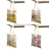 Cross Body båda tecknade blomma shoppingväskor för återanvändbar casual tallvärld canvas tote axel handbagstylishhandbagsstore