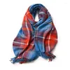 Foulards Mode Hiver Chaud Épaissir Doux Longue Femmes Écharpe Profitez D'élégantes Dames Cachemire Châles Stripe Plaid Foulard