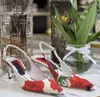 Kvinnors spetsiga äkta lädersandaler Fashion Buckle Back Strap Stiletto klackar Runway Show Party Wedding Dress Shoe Box Storlek 35-42