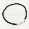 MG0138 Ganzes schwarzes Onyx-Fußkettchen Handgefertigte Naturstein-Mala-Perlen-Fußkettchen 4 mm Mini-Edelsteinschmuck247A