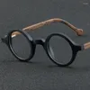 Occhiali da sole rotondi in fibra di legno Montature per occhiali Uomo Miopia Prescrizione ottica Donna Designer di lusso