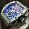 Chronograph Titanium Watch RM Wrist Watch Racing Machine Watch RM011 Titanium Alloy Sports Machinery Hollow out Fashion Casual Time 5SWM