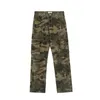 Men's Jeans Camouflage Letter Print Denim Casual High Street Trendy Brand Loose Straight Trousers Outdoor Cargo Pants