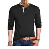 Camisas casuais masculinas 2023 outono/inverno camiseta polo gola de pé henry men