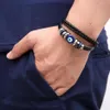 Charm-Armbänder Punk-Design Türkisches blaues Auge für Männer Frau Mode Armband geschichtetes schwarzes Lederarmband Vintage-Schmuck Fawn22193N