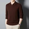 Herrenpullover High-End-Woll-T-Shirt Revers Junge Mode mittleren Alters Lässiger Herbst-Winter-Langarmpullover Bottoming Pullover Shirt