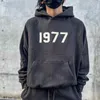 Ess designer hooded essentail hoodie 1977 Feel of God säsong 8 dubbel linje flockade high street mode man och kvinna