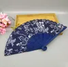 Hochzeit Gefälligkeiten Geschenk Druck Blume Blau Tuch Falten Hand Handwerk Fan Klassische Chinesische Handwerk Party Geschenke