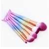 Uocbby Mermaid Makeup Brush Set Fish Foundation Powder Eyeshadow Make Up Borstes Contour Blending Cosmetic 6st/Set Vaewr