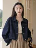 Women's Jackets Spring Summer Full Sleeves Solid Women Coat Ladies Washed Cropped Denim Jacket Girl Jean Cardigan Top