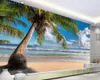 Fondos de pantalla Papel de parede Coco Palm en la hermosa playa al amanecer Paisaje natural Papel tapiz Sala de estar TV Sofá Pared Dormitorio Mural