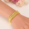 breda 17 mm män 18k gult guld gf äkta id -armband fast klockkedja länk 20 cm innehållande cirka 30% eller mer av en legering237j