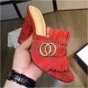 Frauen Sandalen Quaste Sandale Designer Schuhe Blockabsatz Sandale Gladiator Hausschuhe Marke High Heel Lady Open Toe Slipper