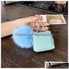 Nyckelringar Key Rings Pompom Leather Bag Keychains Coin Purses Chains Holder Fashion Pu Pouches Pendant Keyrings Trinkets Söta kvinnor Po Dhnvx