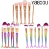 Uocbby Denizkızı Makyaj Fırçası Set Balık Kuyruk Vakfı Toz Göz Farı Makyaj Fırçaları Kontur Karışımı Kozmetik 6 PCS/Set Vulfg