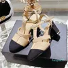 2023-Designer kvinnors högklackade sandaler mode läder klackar sexiga stilettfestskor högkvalitativa kvinnors bröllopspänne på hotellklänning stor