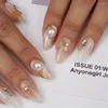 False Nails 10pcs Nail Full Cover Fake Elegant Pink Gradient Glitter French Short Long Press On Dropship