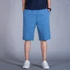 Pantaloncini da uomo Arrivo Moda Estate Sottile Allentato Grandi Uomini Casual Cotone Lino Elastico in vita Lunghezza al ginocchio Plus Size XL 2XL3XL 4XL