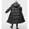 Kvinnor Down Parkas Women Parka Mid Length Black Jacka Baggy Winter Waterproect Warm Duck Feather Female Hooded Puffer Coat Bubble Outwear 231017