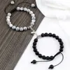 Strand 2pcs/Zestaw klasyczny serce magnetyczna bransoletka z koralikami dla mężczyzn Kobiety Kamień Naturalny Bracelets Pary Pary