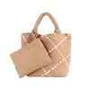 Multi-functional woven shoulder bag handbag travel shopping bag hand-woven pu women's bag 231017