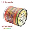 Braid Line 12 Strands Braided Fishing 300mm 500m PE Multifilament Multicolor Super Strong Japan Fish Saltwater Wire 231017