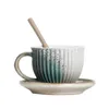 Zestawy Coffeware 180 ml japońskiej kubek do kawy i talerz ceramiczny oszklony kubek Kreatywny popołudniowy herbata latte kwiat