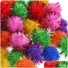 Gato Brinquedos 100 Pçs / Lot Colorf Mini Sparkly Glitter Tinsel Bolas Pequenas Pom Bola para Toys13816930 Drop Delivery Home Garden Pet Supplies Dh84V