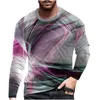 Magliette da uomo T-shirt sportive per il tempo libero europee e americane con stampa 3D T-shirt sportive casual a maniche lunghe Top da uomo