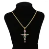 Pendant Necklaces Fashion Hip Hop Jewelry Micro Lnlaid Colored Zircon Cross Necklace For Men/Women Wholesale Holiday Gift Day