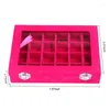 Jewelry Pouches 24 Grids Black Rose Red Velvet Box Rings Earrings Necklaces Makeup Holder Case Organizer Women Jewelery Storage #86003