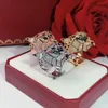 Anello da uomo in oro classico moda festa anelli donne di marca di lusso per gioielli neri rosa leopardo pantera perforazione completa Weddin224T