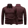 Maglioni da uomo in pile invernale maglione più spesso mezza cerniera dolcevita pullover caldo qualità maschile sottile lana lavorata a maglia per la primavera 231016