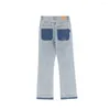 Jeans pour hommes Bleu Rétro Star Contraste Couture Denim Pantalon Hommes Femmes Style Américain Casual Street Pantalon Droit Lâche Y2k Baggy