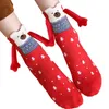 Women Socken Weihnachtskarte Cartoon süße magnetische lustige Hand im Promi Paar Ins Mode kreative Geschenke