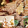 Pişirme kalıpları 4pcs Set plastik kurabiye kardan adam kar tanesi Noel Claus desen kalıpları bisküvi kalıp 231017