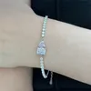 Bling Iced Out S925 Bracelet de tennis en argent sterling Designer pour femme Coeur carré 8A Zircone cubique Femmes Diamant Bracelets de mariage Bijoux de luxe Coffret cadeau