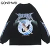 Gonthwid Creative 3D Angel Print Long Sleeve Tees Shirts Streetwear Hip Hop Hipster Casual Loose Tshirts Men mode TOPS MX200508202P