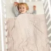 Одеяла для новорожденных, хлопковые вязаные полые коляски, пеленание, супер мягкие постельные принадлежности для маленьких девочек и мальчиков, плед, одеяло для кроватки 90*70 см 231017
