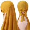 Foulards Perle Solide Couleur Heavy Hijab avec Bonnet Corde Élastique Utilisation Gratuite Style Châles Voile Pour Couvre-tête