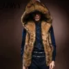 Men's Vests Fashion Winter Men Males Fur Vest Hoodie Hooded Thick Fur Warm Waistcoats Sleeveless Coat Outerwear Jackets Plus Size S-3XL 231017